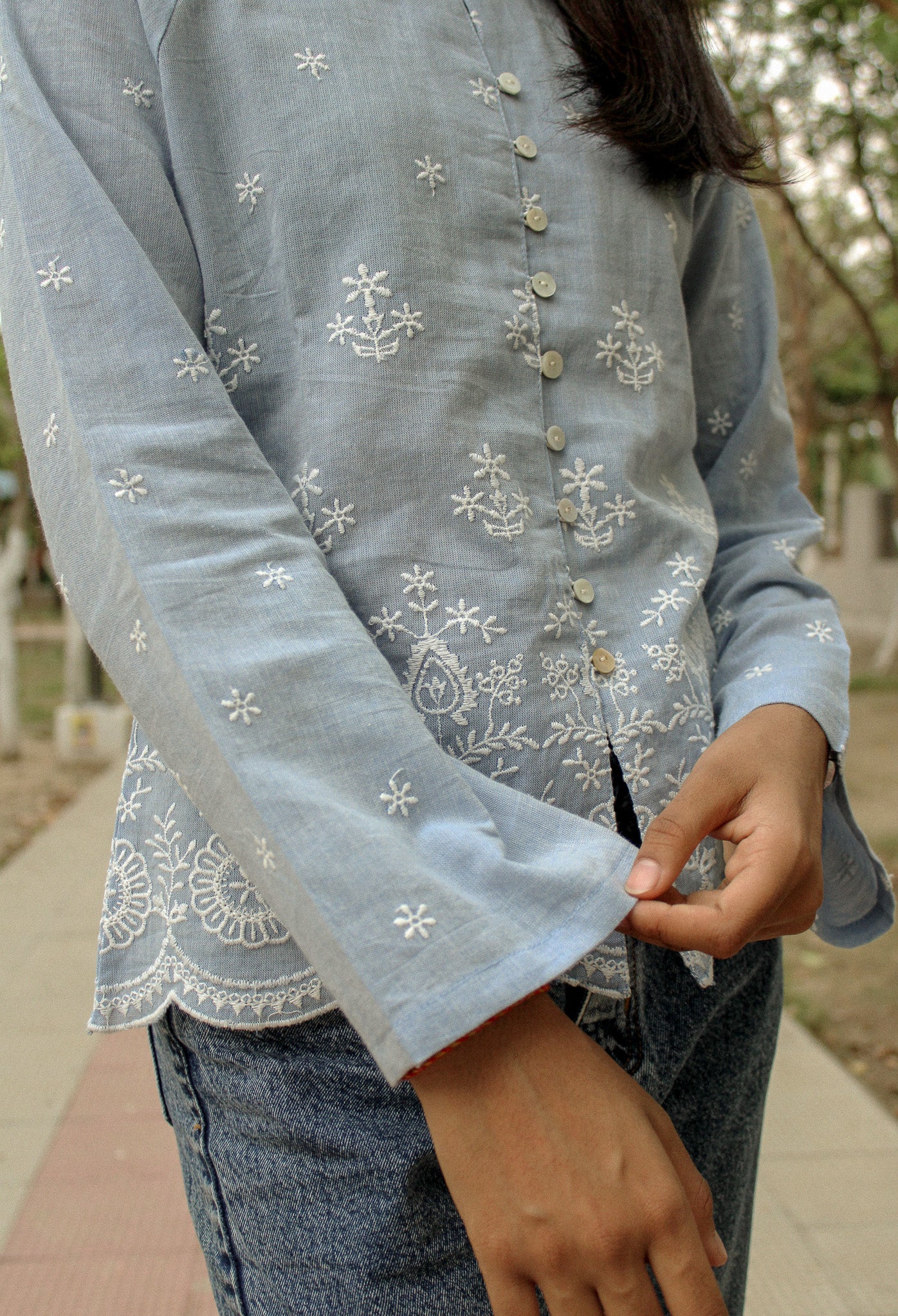 Zen Blouse – Side View on Model