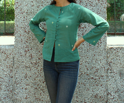 Zen Blouse - Handloom Jamdani Cotton