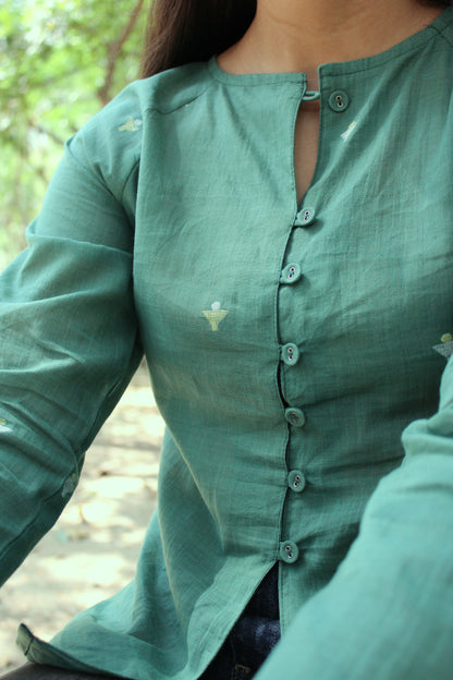 Zen Blouse - Handloom Jamdani Cotton