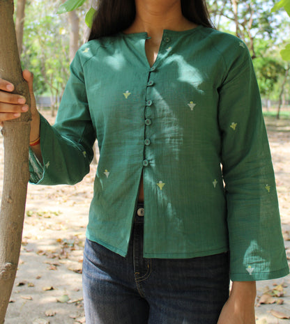 Zen Blouse - Handloom Jamdani Cotton