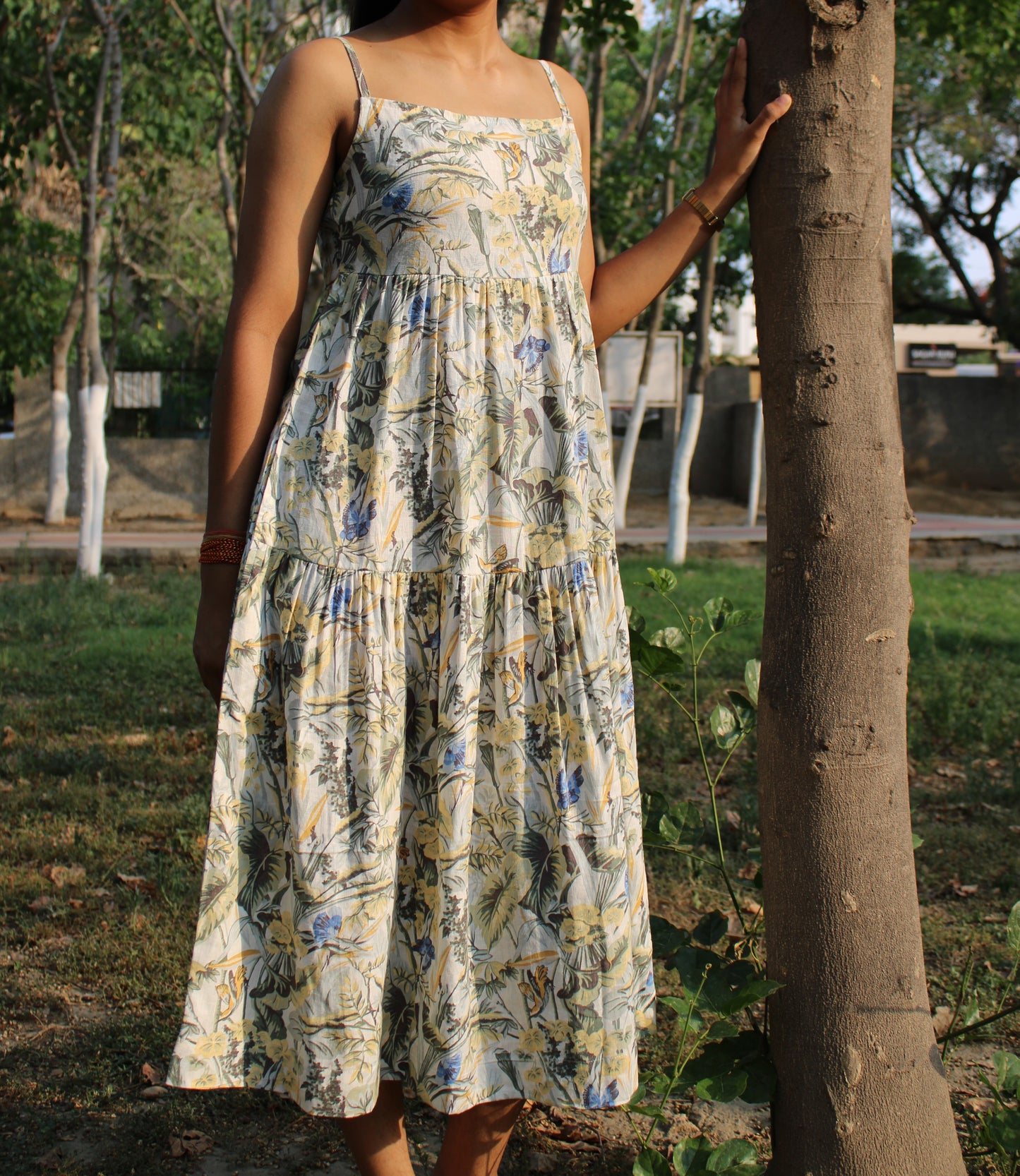 Aria Midi Dress - Forest Bloom