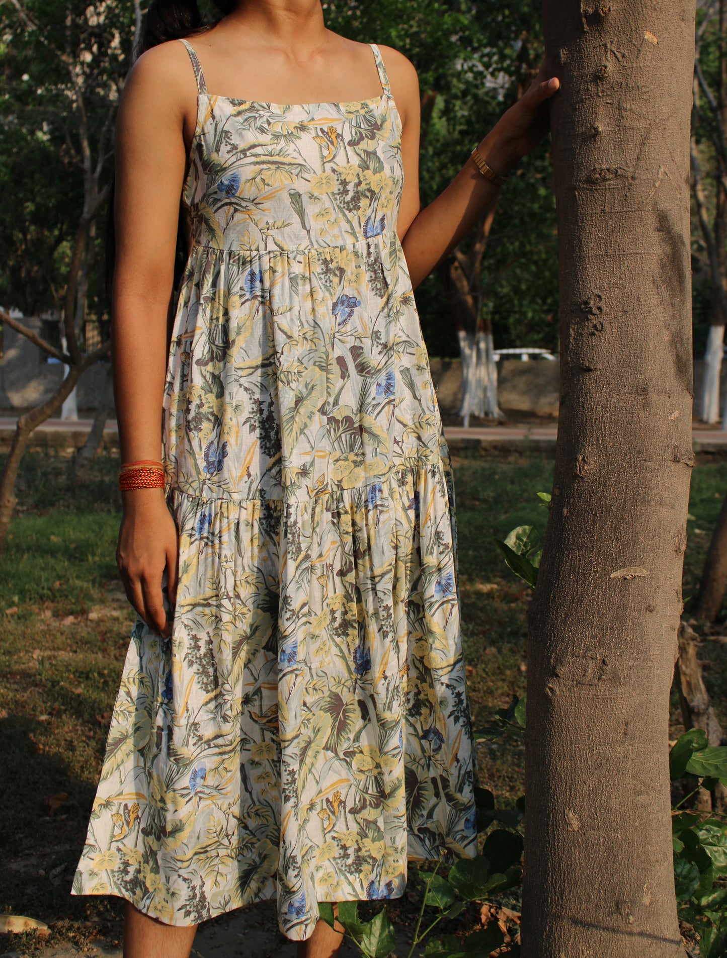 Aria Midi Dress - Forest Bloom