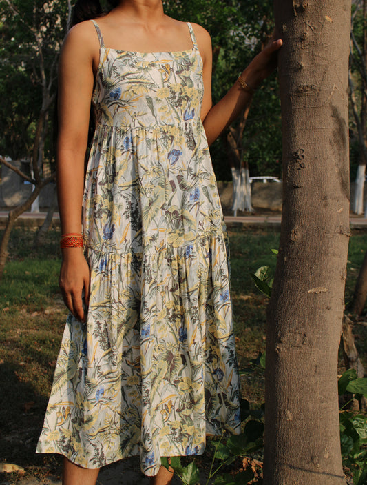 Aria Midi Dress - Forest Bloom