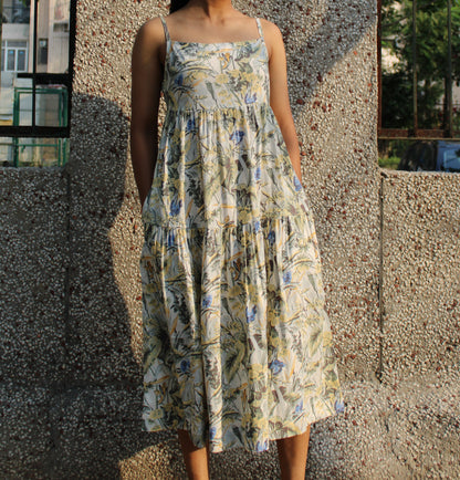 Aria Midi Dress - Forest Bloom