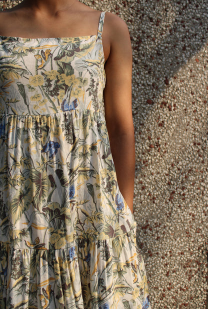 Aria Midi Dress - Forest Bloom