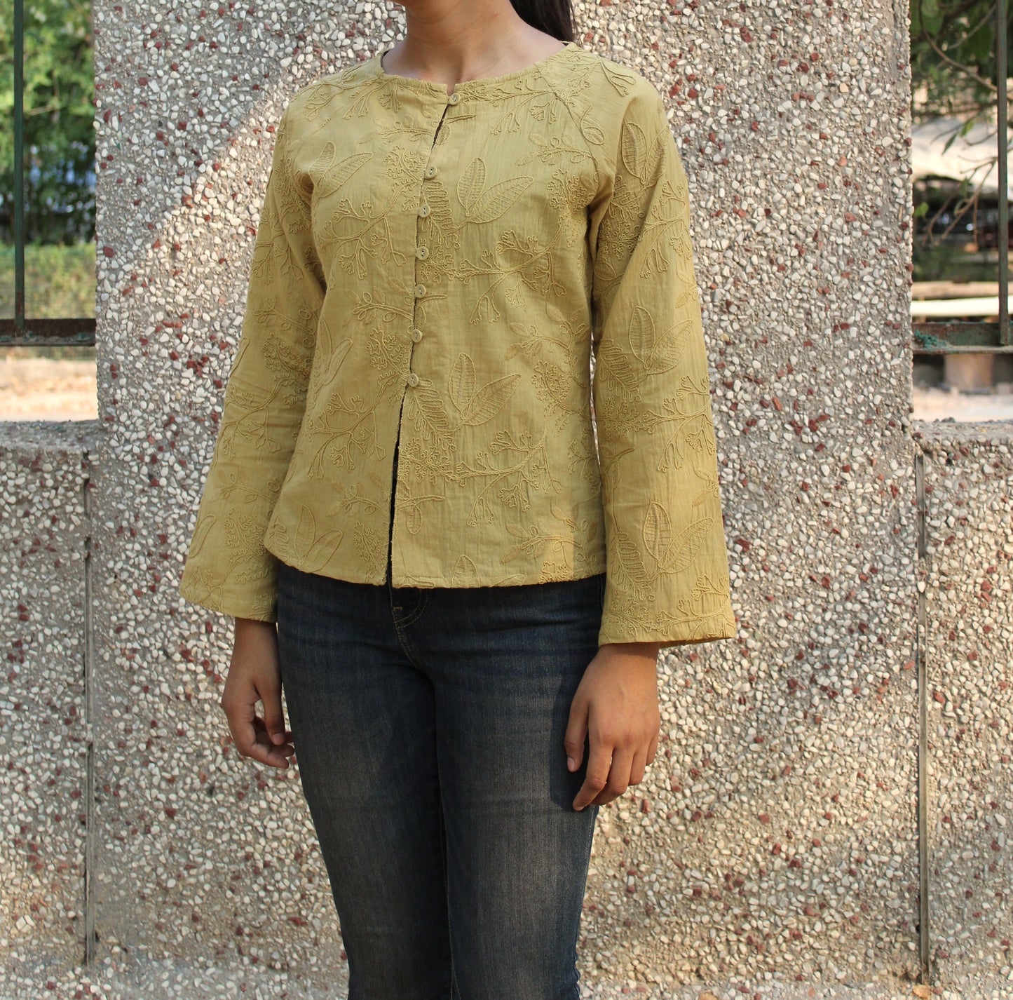 Zen Blouse — Embroidered Cotton Bloom