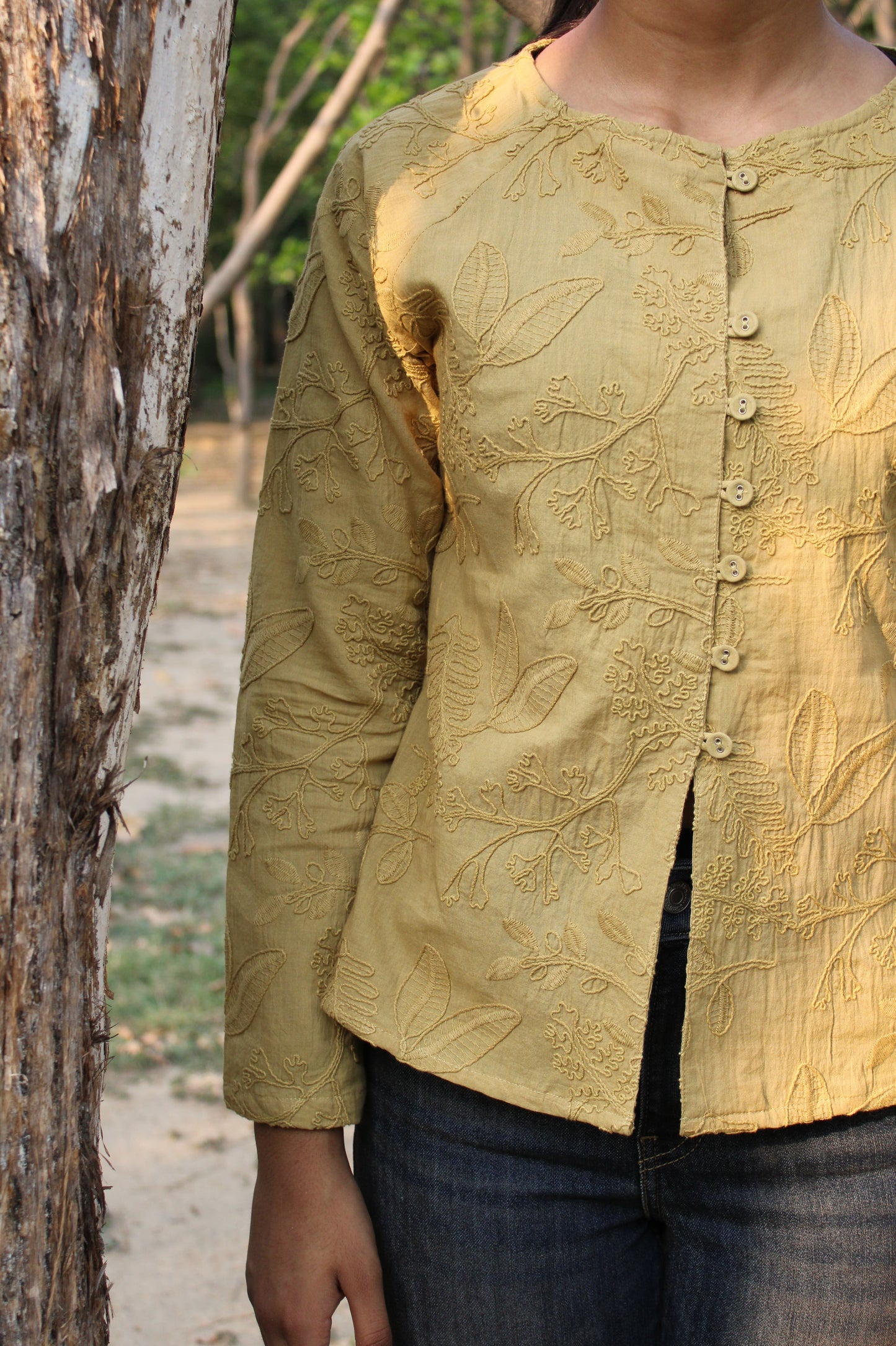 Zen Blouse — Embroidered Cotton Bloom