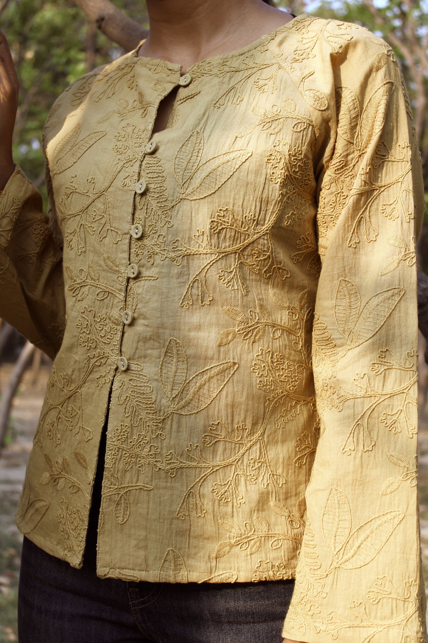 Zen Blouse — Embroidered Cotton Bloom