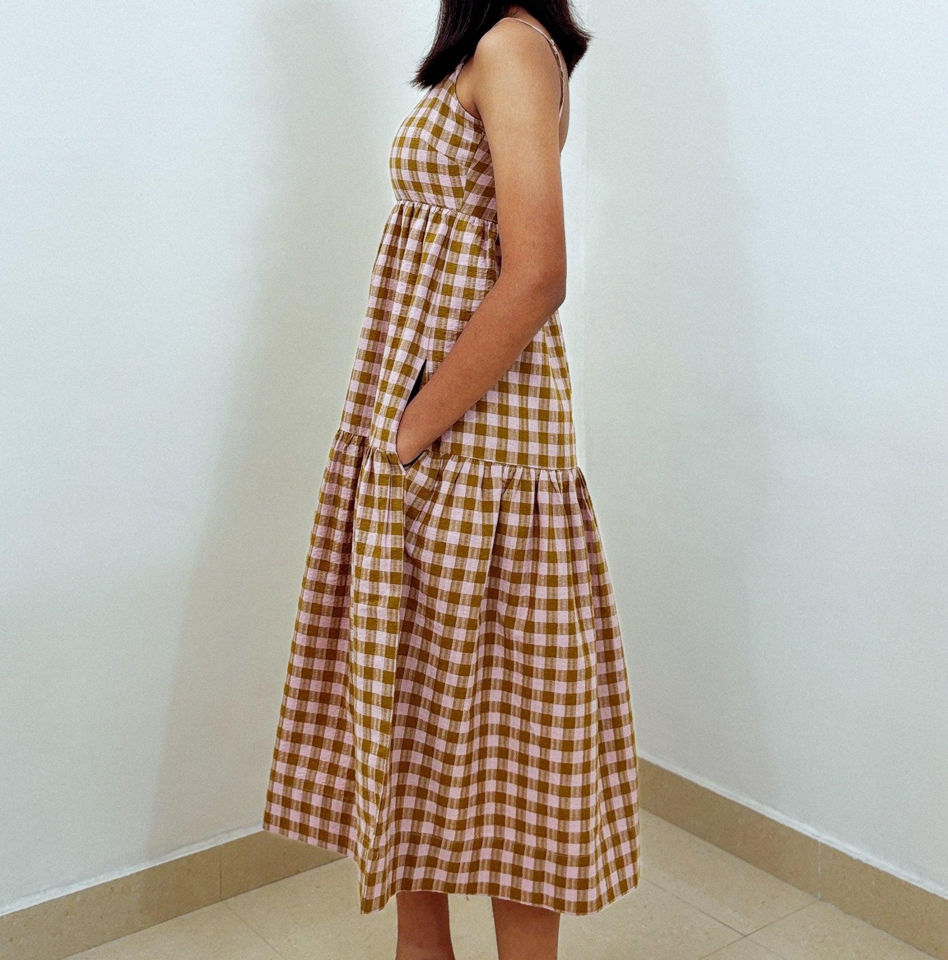 Aria Midi Dress - Gingham - Mandhya