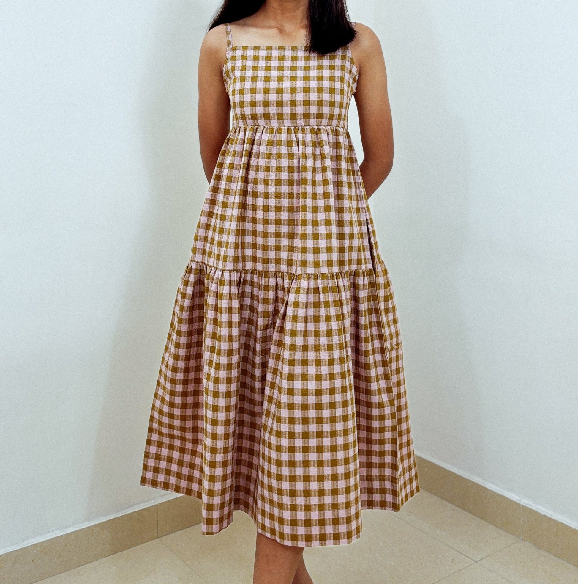 Aria Midi Dress - Gingham - Mandhya