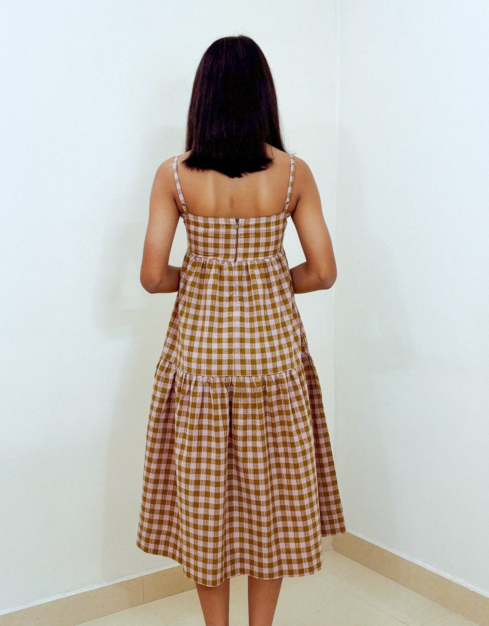 Aria Midi Dress - Gingham - Mandhya