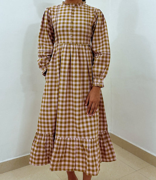 Ira Midi Dress - Gingham - Mandhya