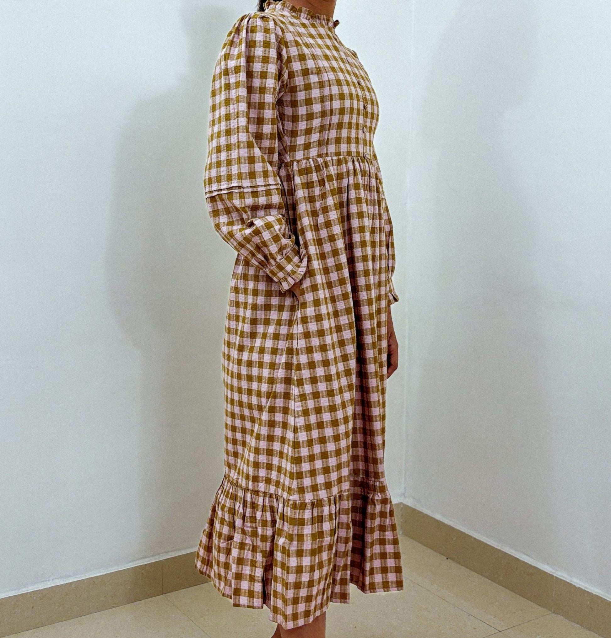 Ira Midi Dress - Gingham - Mandhya