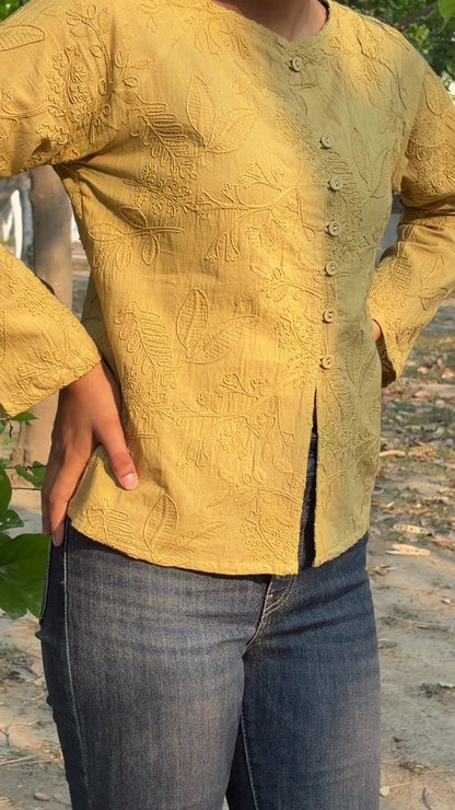 Zen Blouse — Embroidered Cotton Bloom